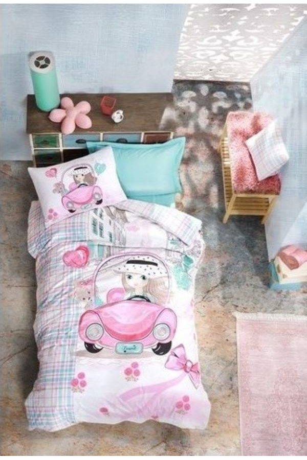 Cotton Box Junior Paris Love Pembe Tek Kişilik Nevresim Tk.