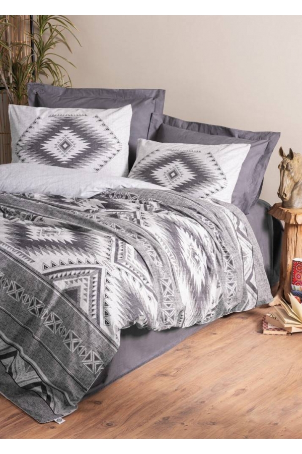 Cotton Box Ethnic Delos Antrasit Çift Kişilik Nevresim Tk.