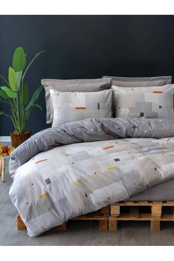 Cotton Box Minimal Row Gri Tek Kişilik Nevresim takımı
