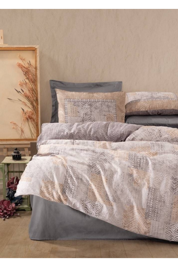 Cotton Box Saten Amentes Gri Çift Kişilik Nevresim Takımı