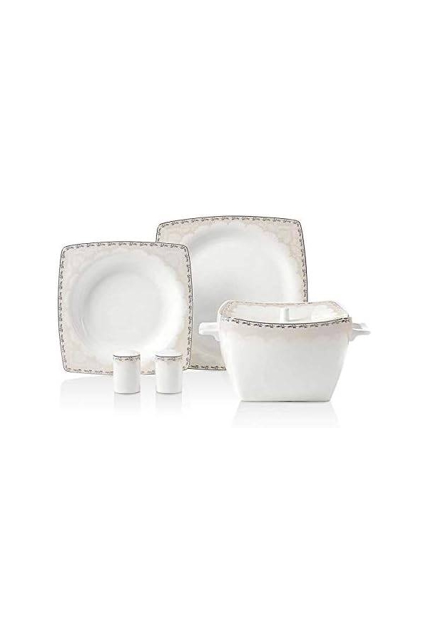 Korkmaz A8439 Bone Sel. 60 Parça Yemek Takımı Kare