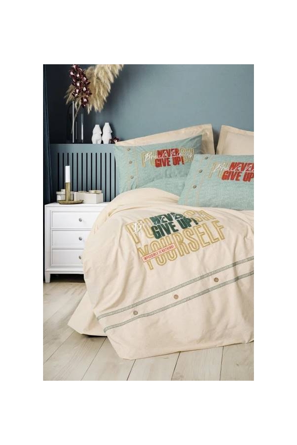 Cotton Box Mood Nakışlı Forwad Bej Tek K. Nevresim Tk.