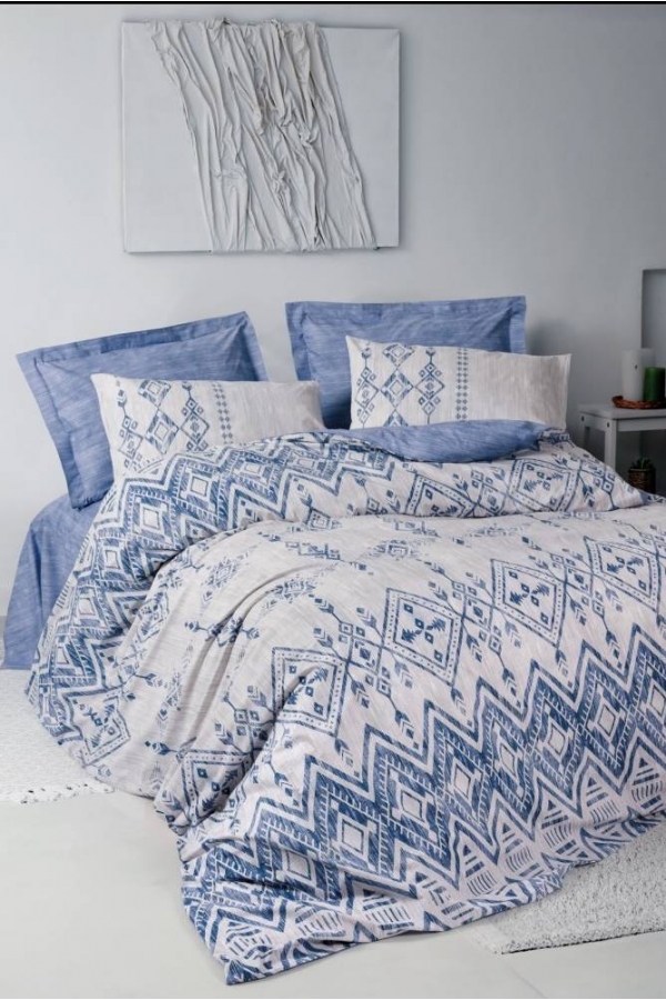 Cotton Box Ethnic Cleo Mavi Çift Kişilik Nevresim Takımı
