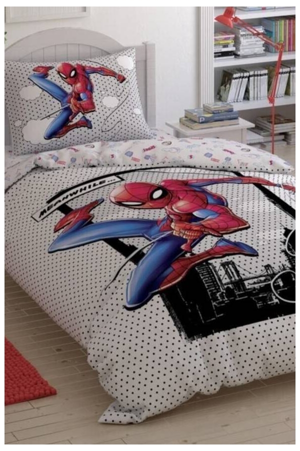 Taç Lisanslı Spiderman Cloudy Tek Kişilik Nevresim Takımı