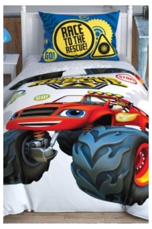 Taç Lisanslı Blaze Road Rescue Tek Kişilik Nevresim Tk.